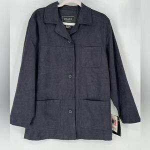 COACO BLACK SUEDE LOOK BARN JACKET FULLY LINED, 2 DEEP‎ POCKETS, BUTTONDOWN
